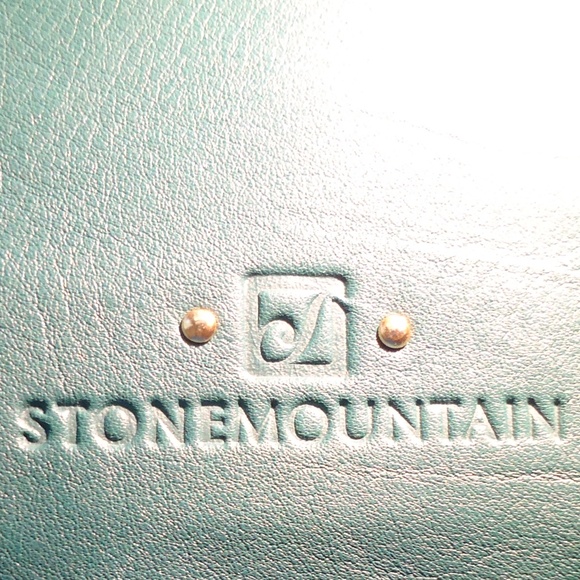 STONEMOUNTAIN Aquamarine Crossbody Bag Genuine Leather Turquoise Logo - Picture 9 of 14